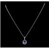 Image 1 : 2.37 ctw Tanzanite and Diamond Pendant With Chain - 14KT White Gold