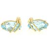 Image 1 : 14k Yellow Gold 2.00 ctw Semi Caged Marquise Cut Blue Topaz Stud Earrings