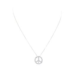 0.80 ctw Diamond Peace Sign Pendant with Chain - 14KT White Gold