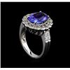 Image 4 : 4.04 ctw Tanzanite and Diamond Ring - 14KT White Gold