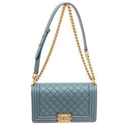 Chanel Turquoise Blue Caviar Leather Boy Bag