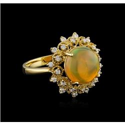 3.30 ctw Opal and Diamond Ring - 14KT Yellow Gold