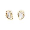 Image 1 : 0.10 ctw Diamond and Freshwater Pearl Earrings - 14KT Yellow Gold