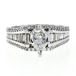 New 14kt White Gold 2.33 ctw GIA Certified Pear Cut Diamond Solitaire Engagement