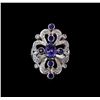 Image 2 : 1.42 ctw Tanzanite, Sapphire and Diamond Ring - 14KT White Gold