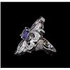 Image 3 : 1.42 ctw Tanzanite, Sapphire and Diamond Ring - 14KT White Gold
