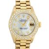 Image 1 : Rolex Ladies 18K Yellow Gold Mother Of Pearl Diamond President Wristwatch With R