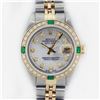 Image 1 : Rolex Ladies 2 Tone Yellow Gold MOP Diamond & Emerald Datejust Wristwatch