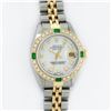 Image 2 : Rolex Ladies 2 Tone Yellow Gold MOP Diamond & Emerald Datejust Wristwatch