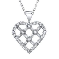 14k White Gold 1.00CTW Diamond Pendant, (SI2 /G-H)