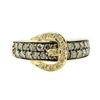 Image 2 : 0.90 ctw Chocolate and White Diamond Buckle Ring - 14KT Yellow Gold