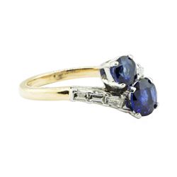 2.07 ctw Oval Brilliant Blue Sapphire Ring - 14KT Yellow Gold