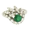Image 1 : 14K White Gold 1.64 ctw F VS1 Prong Set Rich Green Emerald & Diamond Eye Shape C