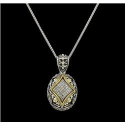 0.25 ctw Diamond Pendant and Chain - Silver/18KT Yellow Gold
