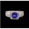 Image 2 : 14KT White Gold 1.33 ctw Tanzanite and Diamond Ring