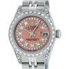 Image 2 : Rolex Ladies Stainless Steel 26MM Salmon String Diamond Lugs Datejust Wristwatch