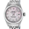 Image 1 : Rolex Ladies Stainless Steel Pink Diamond Gold Bezel Datejust Wristwatch