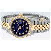 Image 6 : Rolex Mens 2 Tone 14K Blue Vignette Pyramid Diamond Datejust Wristwatch