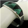Image 3 : .950 Taxco Silver Designers Malachite & Black Onyx Inlay Bangle Bracelet