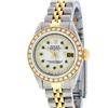 Image 2 : Rolex Ladies 2 Tone Yellow Gold MOP Emerald String Diamond Datejust Wristwatch
