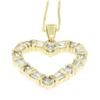 Image 3 : 14K Solid Yellow Gold .70CTW Round & Baguette Diamond Heart Pendant on Box Chain