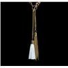 Image 1 : Double Leather Tassel Chain Necklace - Gold Plated