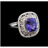 Image 1 : 14KT White Gold 5.29 ctw Tanzanite and Diamond Ring