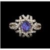 Image 2 : 14KT White Gold 1.17 ctw Tanzanite and Diamond Ring