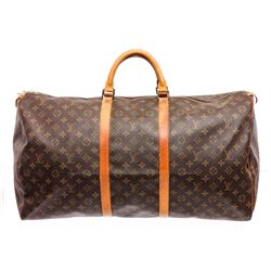 Louis Vuitton Monogram Canvas Leather Keepall 60 cm Duffle Bag Luggage