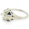 Image 2 : Antique Art Deco 20kt White Gold Diamond and Sapphire Engagement Ring