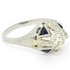 Image 3 : Antique Art Deco 20kt White Gold Diamond and Sapphire Engagement Ring