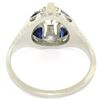 Image 5 : Antique Art Deco 20kt White Gold Diamond and Sapphire Engagement Ring