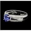 Image 1 : 0.70 ctw Diamond and Sapphire Ring - 18KT White Gold