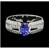 Image 2 : 0.70 ctw Diamond and Sapphire Ring - 18KT White Gold