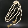Image 4 : Estate 38" Long 6.5-7mm Natural Pearl Strand Lariat Necklace w/ Dual 14K Tassels