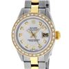 Image 1 : Rolex Ladies 2 Tone Yellow Gold 18K Gold Bezel Silver Diamond 26MM Datejust Wris