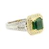 Image 1 : 3.11 ctw Square Step Emerald And Diamond Ring - 18KT White And Yellow Gold