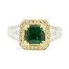Image 2 : 3.11 ctw Square Step Emerald And Diamond Ring - 18KT White And Yellow Gold