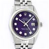 Image 1 : Rolex Mens Stainless Steel Purple Diamond 36MM Datejust Wristwatch With Rolex Bo