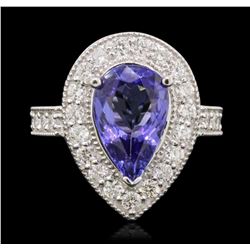 14KT White Gold 2.82 ctw Tanzanite and Diamond Ring