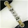 Image 4 : 14kt Yellow Gold Twisted Tube and 14kt White Gold Rolo Link Chain Toggle Bracele