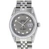 Image 2 : Rolex Mens Stainless Steel Slate Grey Lugs & Diamond Bezel Datejust Wristwatch