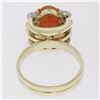 Image 5 : 14K Two Tone Gold Oval Carnelian Solitaire Ring w/ Round Diamond Accents