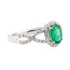 Image 2 : 1.26 ctw Emerald and Diamond Ring - 18KT White Gold