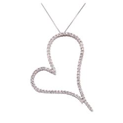 1.30 ctw Diamond Pendant And Chain - 14KT White Gold