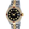 Image 2 : Rolex Ladies 2 Tone Yellow Gold Black Diamond & Ruby Datejust Wristwatch