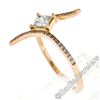 Image 6 : 18kt Rose Gold 0.60 ctw Princess and Round Diamond Bypass Ring