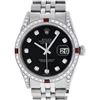 Image 1 : Rolex Mens Stainless Steel Black Diamond Lugs & Ruby Datejust Wristwatch