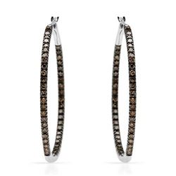 14k White Gold 1.00CTW Brown Diamonds Earrings, (SI1-SI2/Gold)