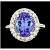 Image 2 : 3.96 ctw Tanzanite and Diamond Ring - 14KT White Gold